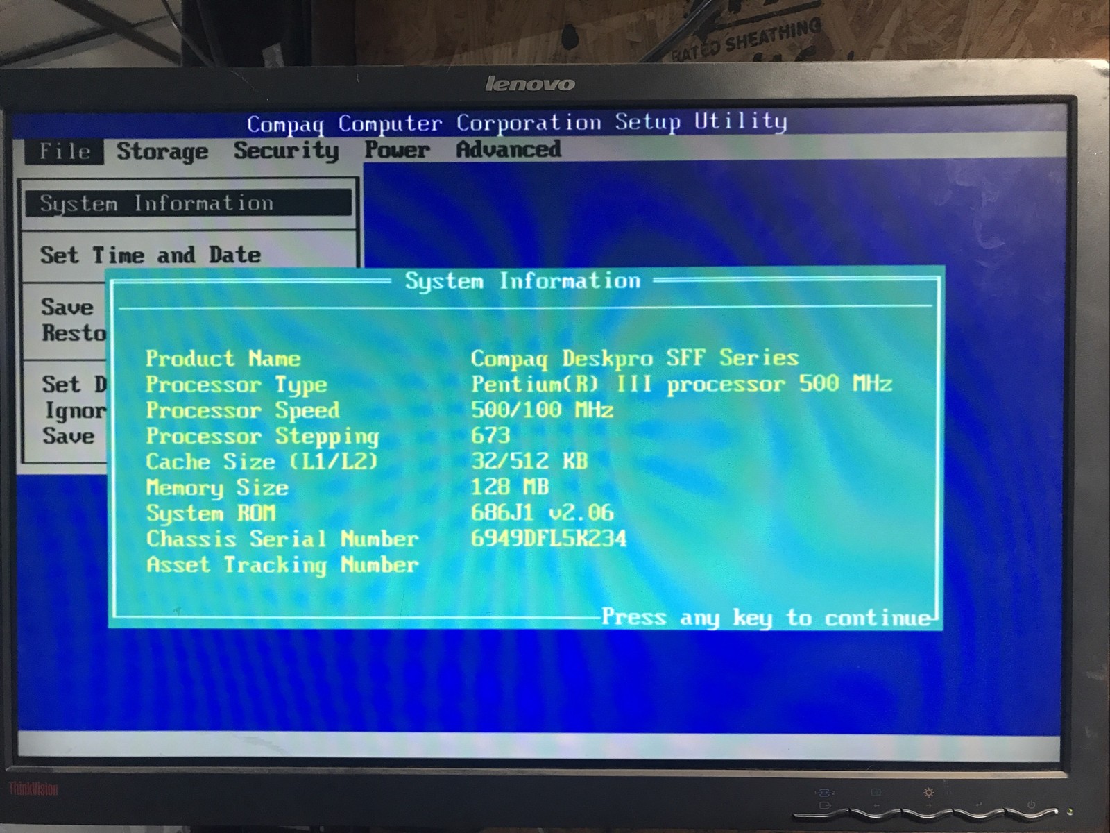 Compaq Deskpro SFF Series Pentium III 500 MHz 128 MB RAM NO HDD Boots to BIOS