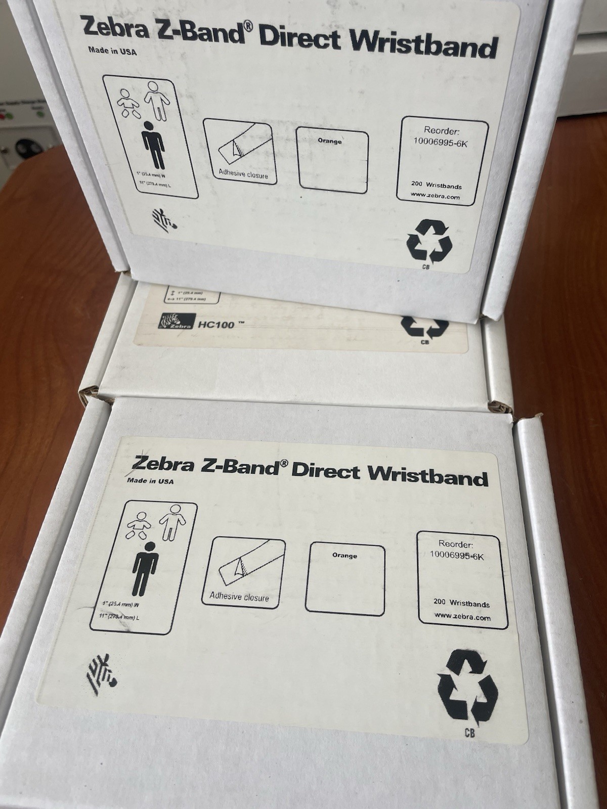 Zebra 10006995-6K  Z-Band Direct Wristband, Lot Of 3