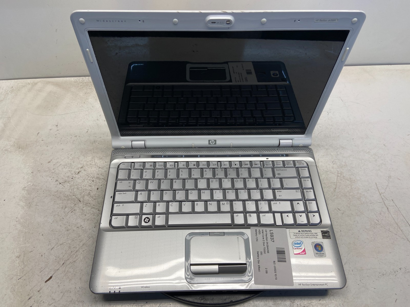 HP Pavilion DV2842SE Intel Core 2 Duo T5550 1830MHz 2 GB NO HDD