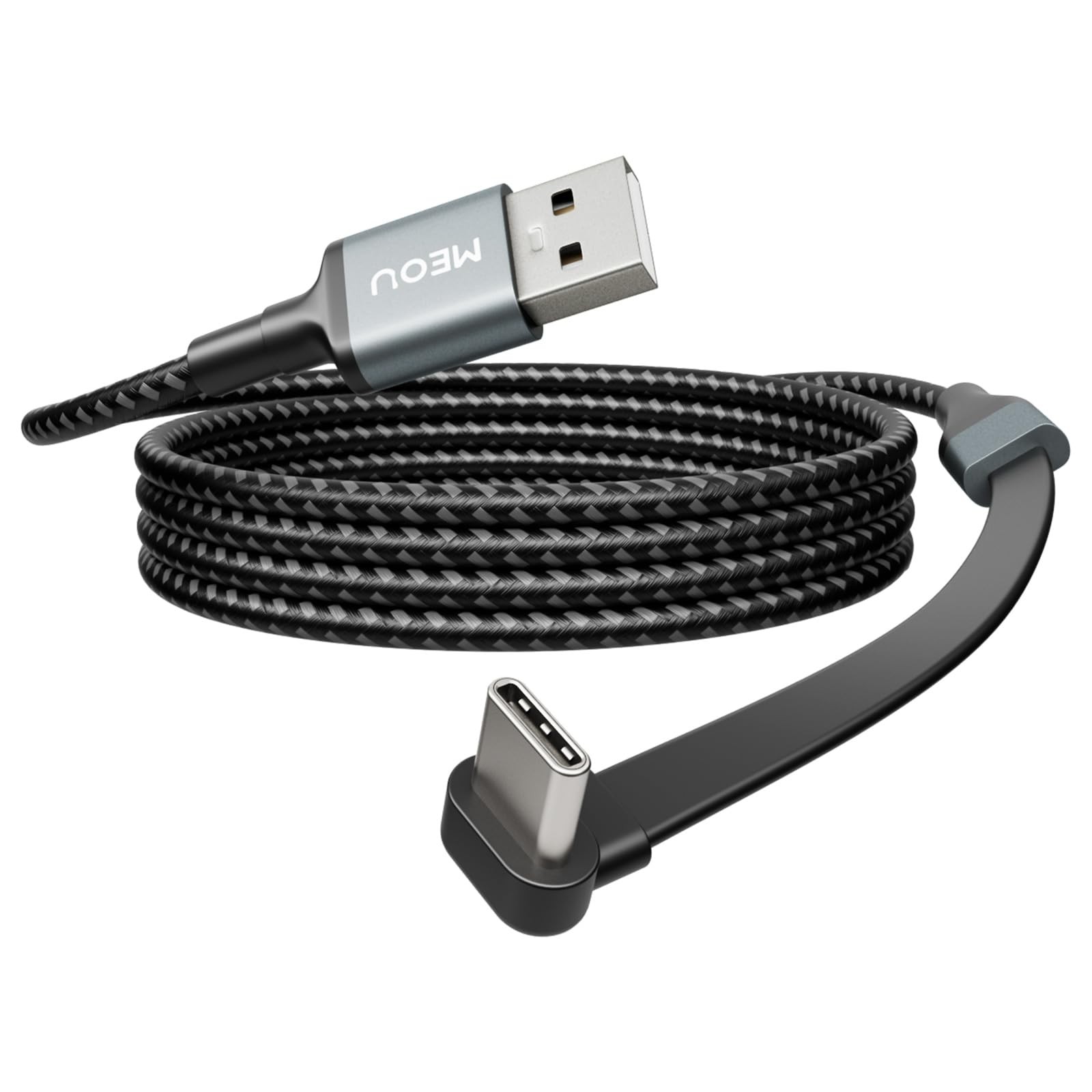 USB to C Cable 3.3ft, 60W Fast Charging, Right Angle Black&Grey
