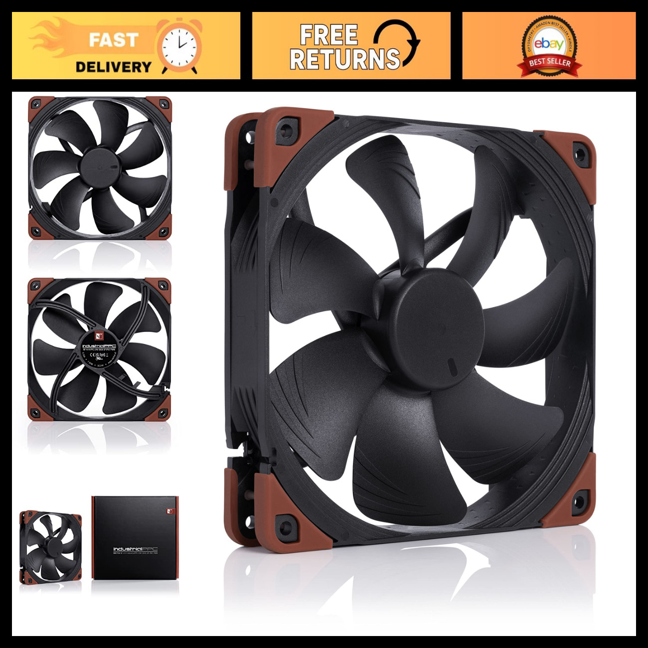 High-Performance 140mm Industrial PWM Fan, IP67 Waterproof, 3000 RPM Cooling