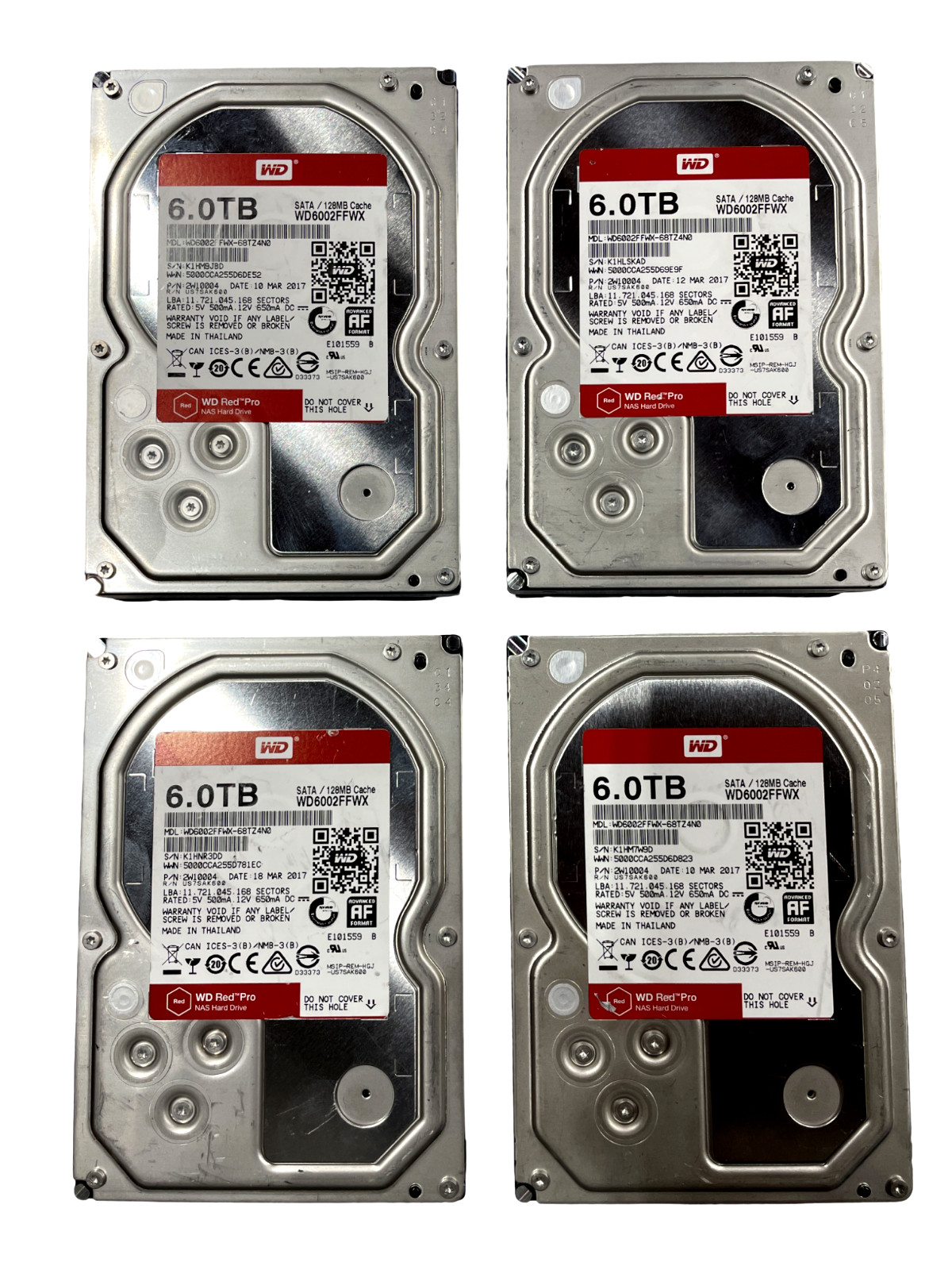 (LOT OF 4x) Western Digital 6TB Internal (WD6002FFWX) Hard Drive   #26