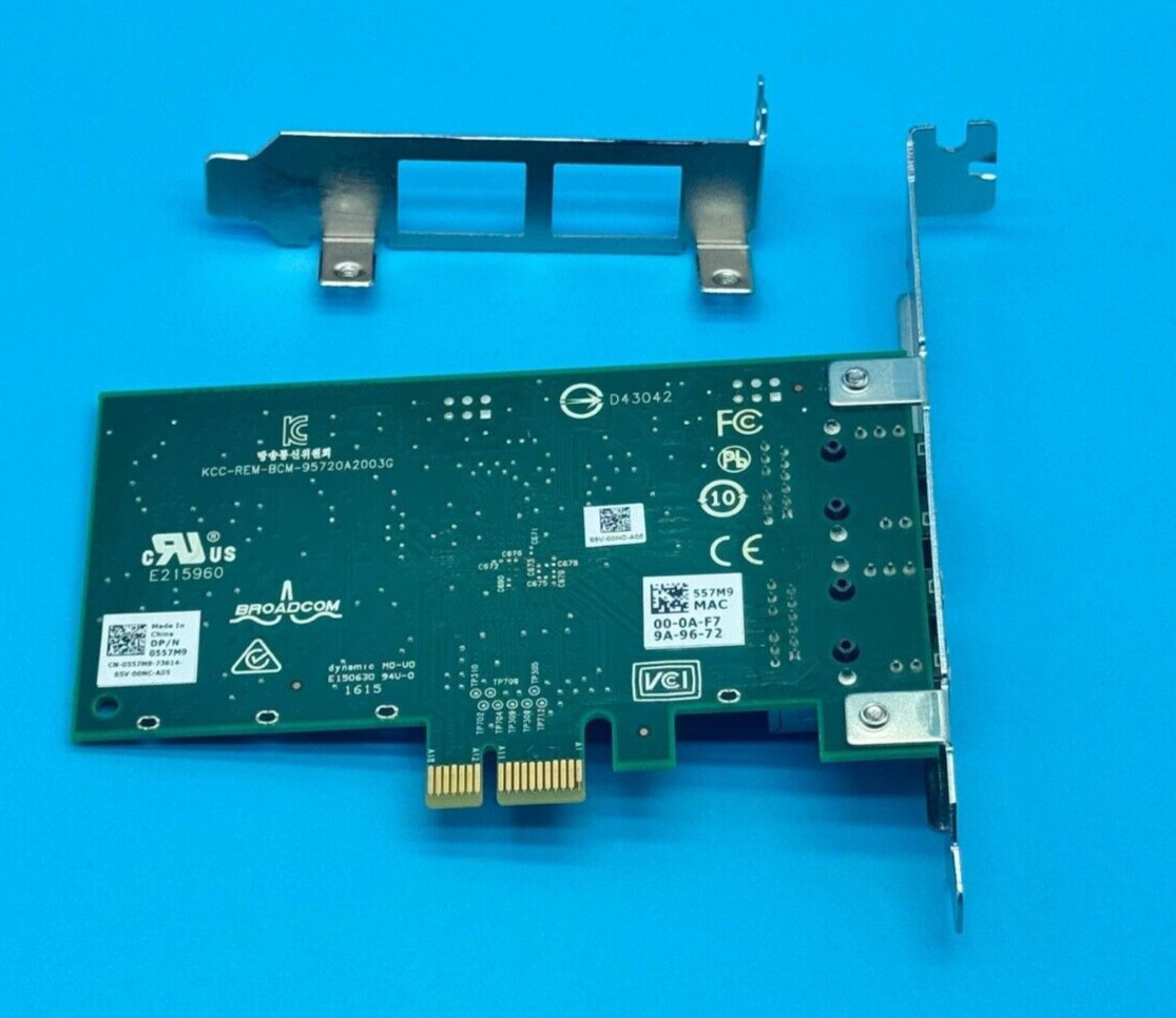 NEW Dell Broadcom BCM5720 PCIe Dual-Port 1 Gigabit Network Card 00FCGN 557M9