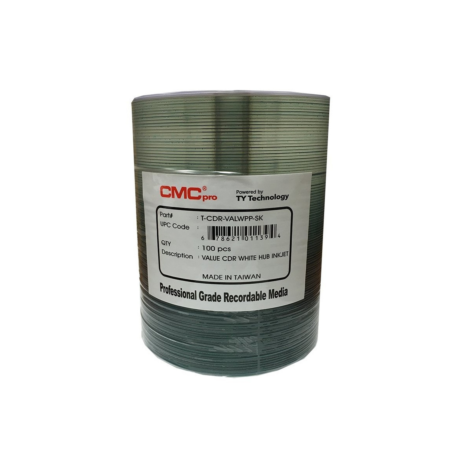 100 CMC Pro - Powered by TY Valueline 48X CDR (CD-R) 80min 700MB White Inkjet...