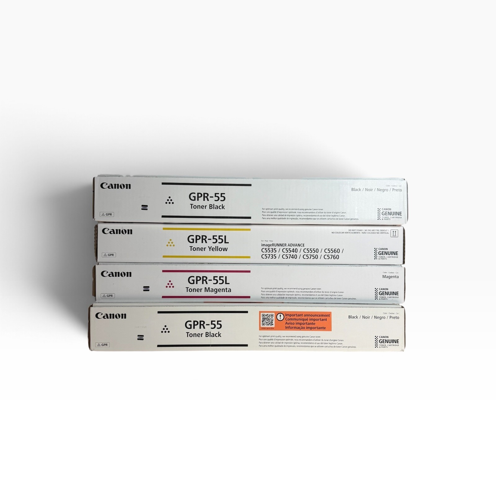 Canon GPR-55 Black, GPR-55L Yellow Magenta Toner Cartridge Set of 4 New OEM