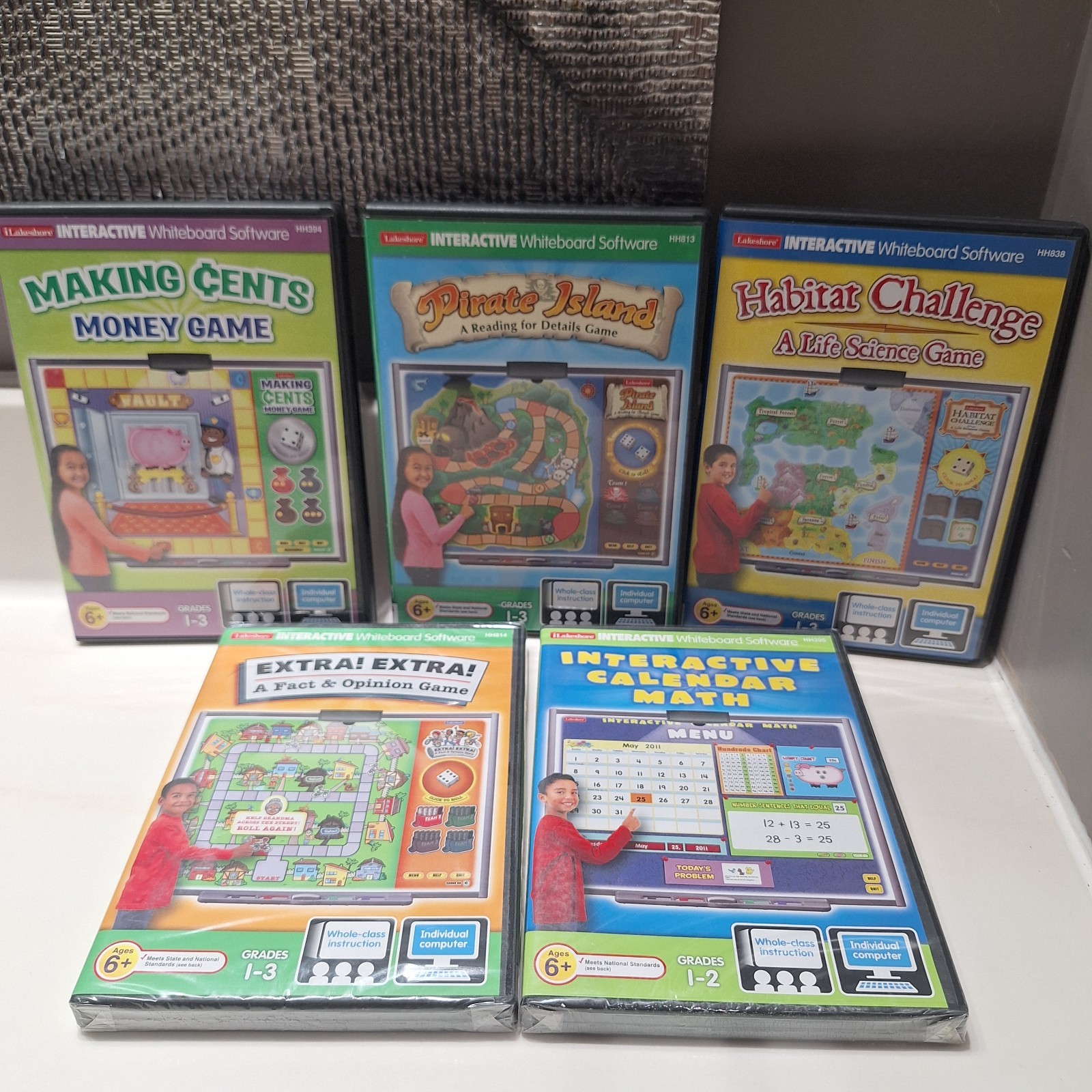 Lakeshore Interactive Whiteboard Software 2 SEALED Lot 5 PC/Mac Grades 1-3 2