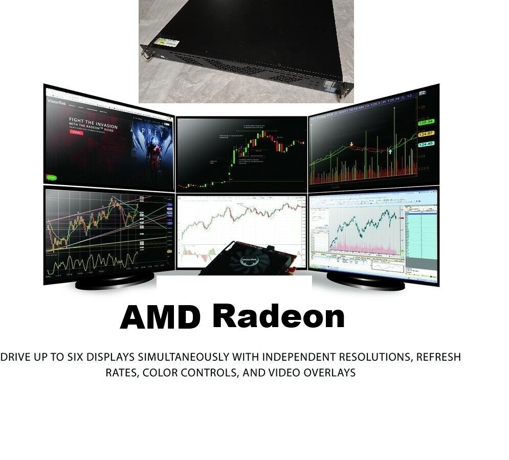1U Rackmount Intel Core i7 Multi Display Trading PC Four Six HDMI DP Rack PC