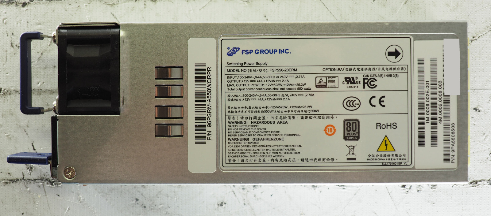 FSP GROUP Switching Power Supply FSP550-20ERM 96PSRM-A550WCRPR 9PA5506503