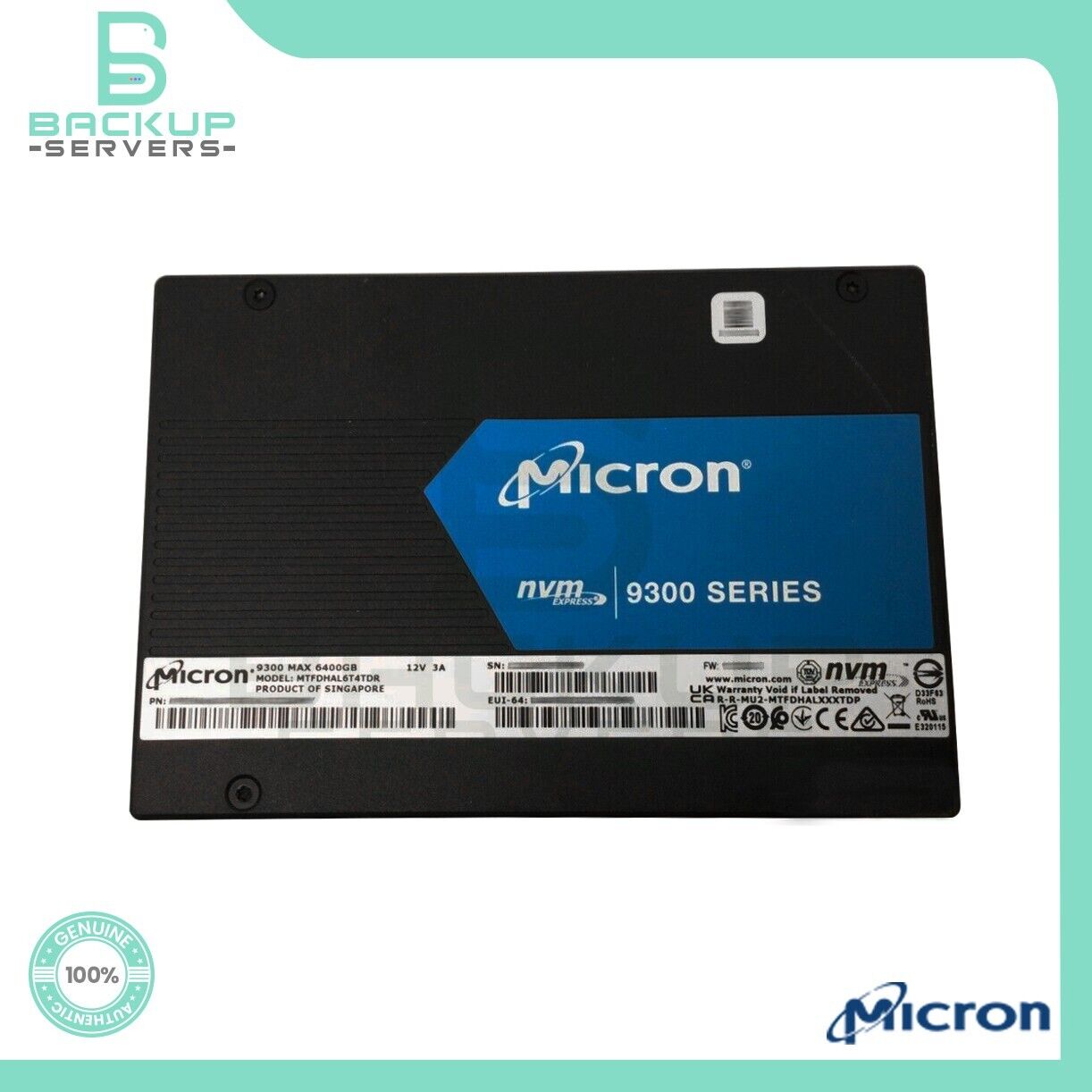 MTFDHAL6T4TDR Micron 9300 Max Series 6.4TB PCI-e 3.0 TLC 2.5