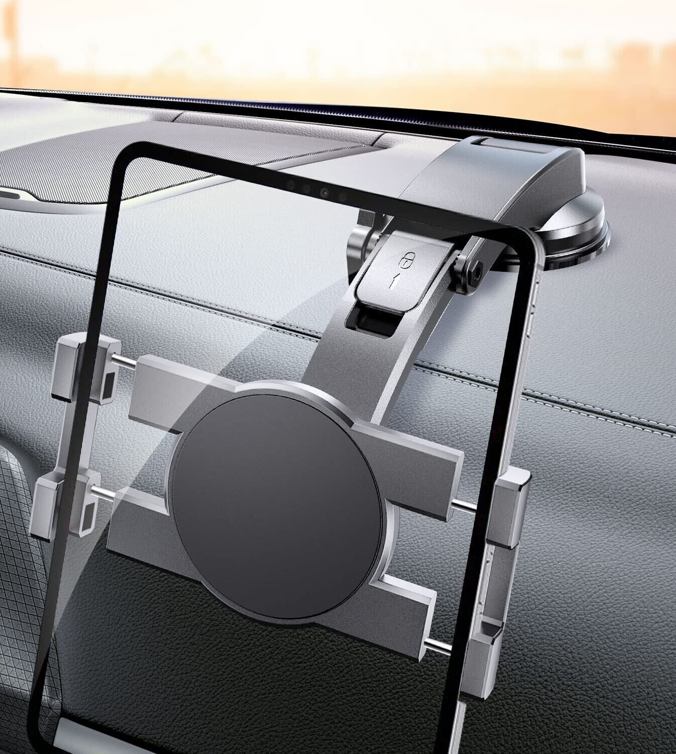 Ipad Holder, Dashboard Tablet Holder for Car Suction Cup Tablet Car Mount Black