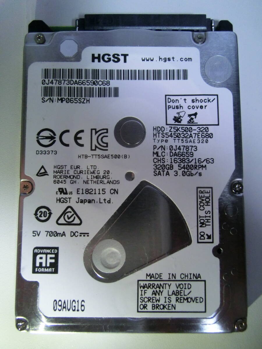 [Used] HGST HTS545032A7E680 320GB/8MB 5630 hours usage Management No: D233