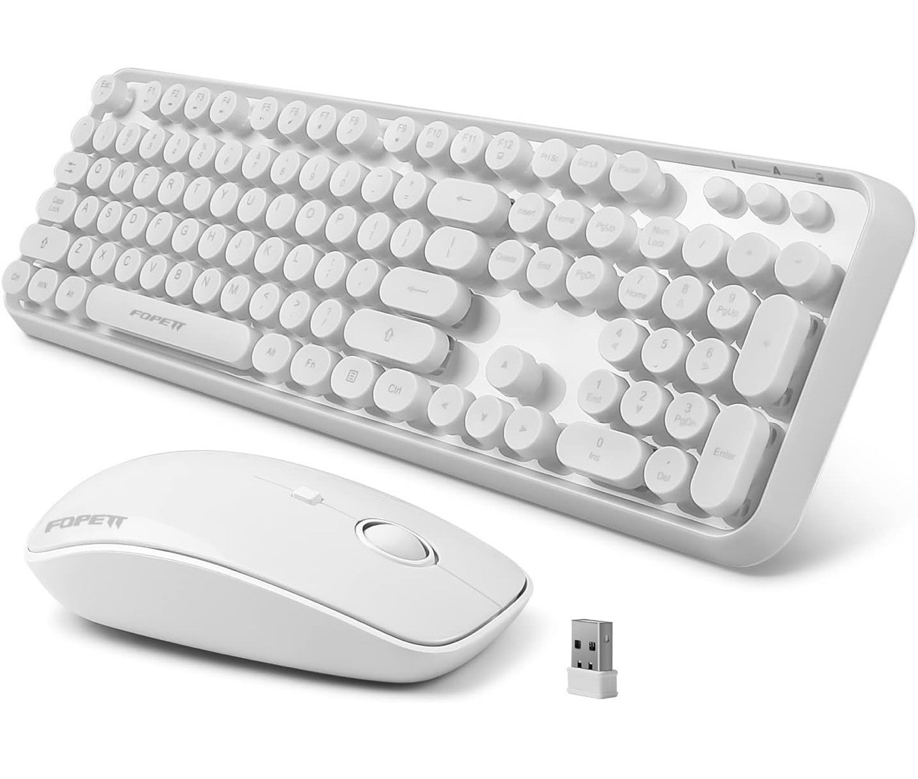 FOPETT Wireless Keyboard and Mouse Combo, 104 Keys Full-Sized 2.4 GHz 