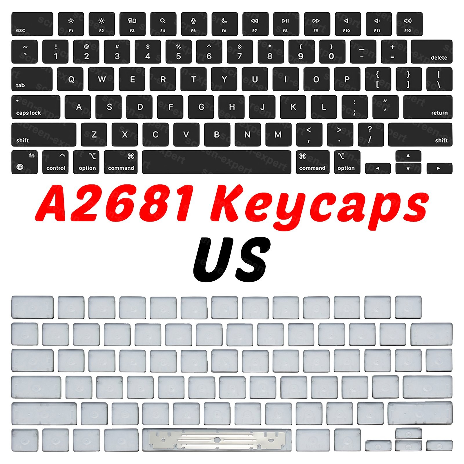 New US English Keycap Black Color for MacBook Air Retina 13.6 A2681 M2 2022 Year