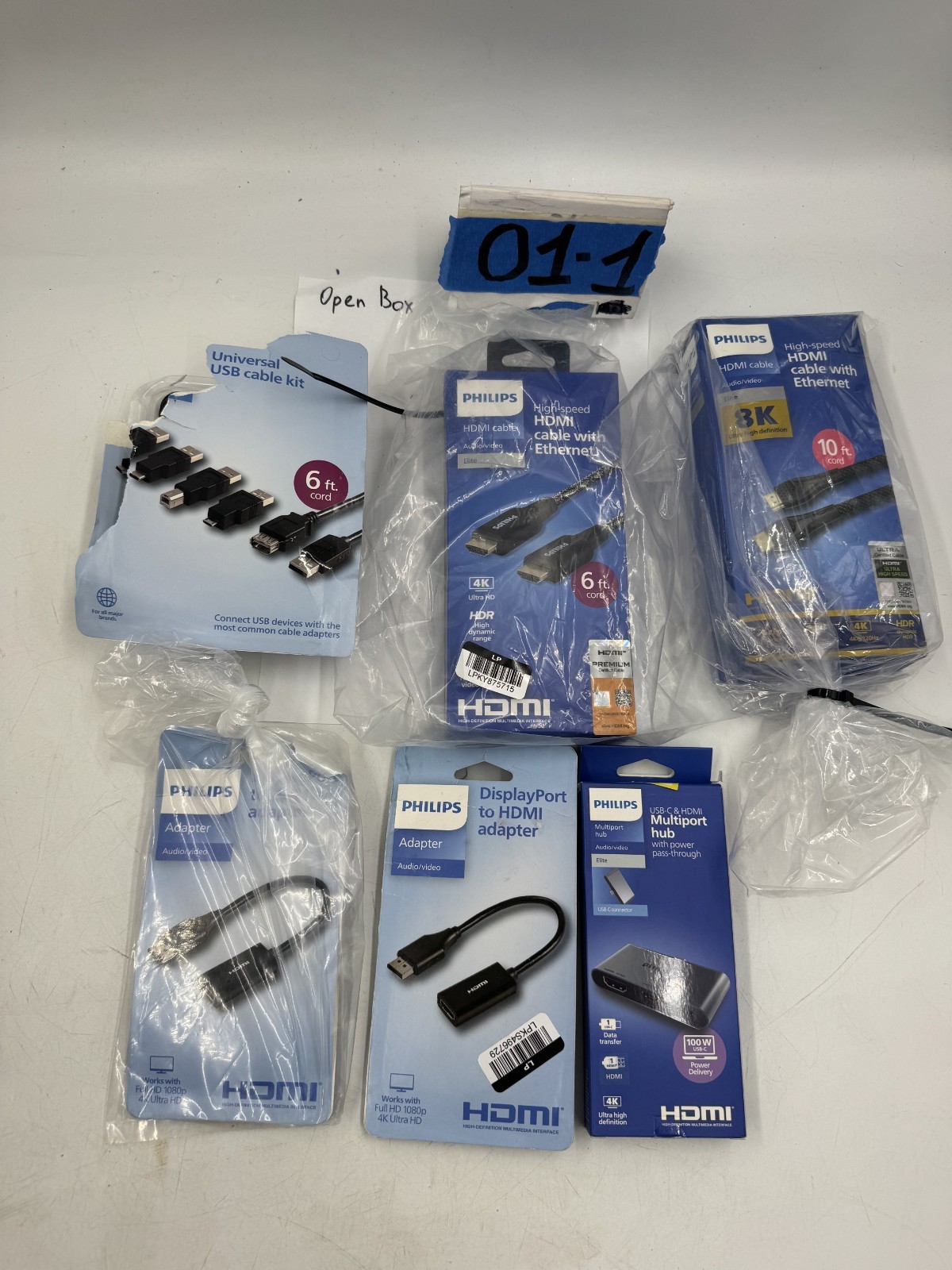 Philips Multiport Hub HDMI Cables DisplayPort USB Cable Kit Lot - Open Box
