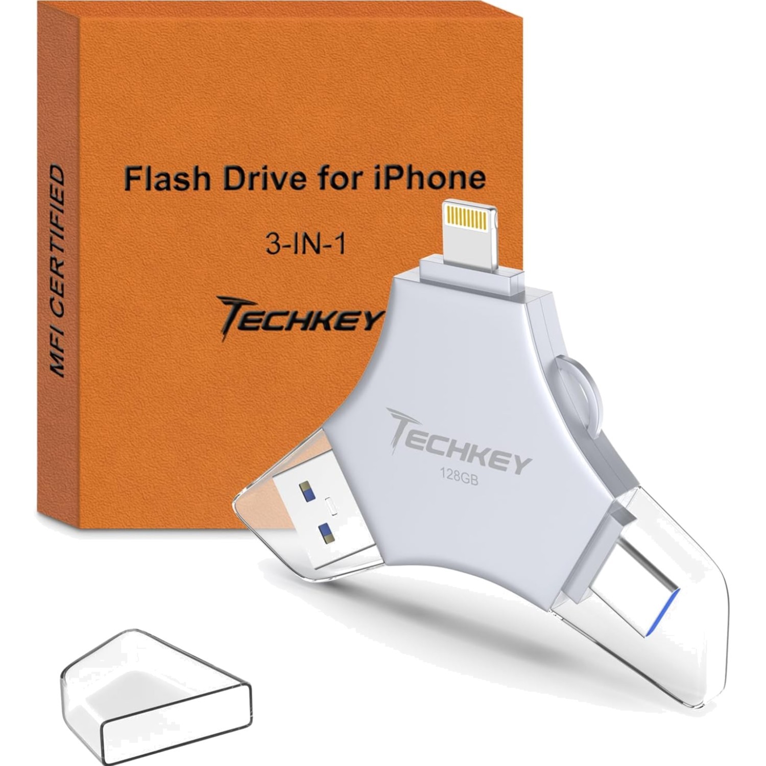 Versatile 128GB USB 3.0 Flash Drive - One-Click Backup & Data Protection