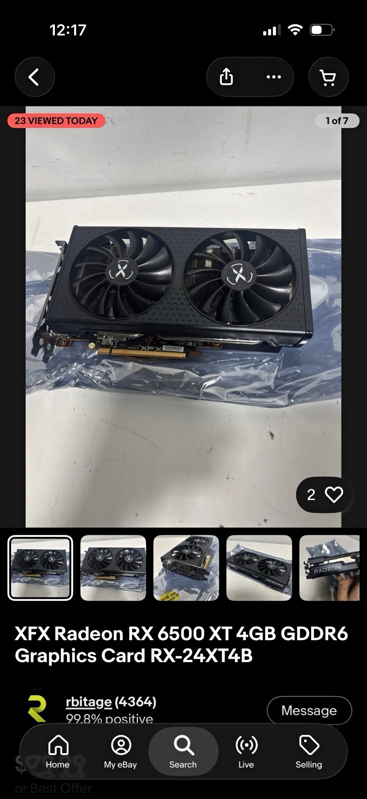XFX AMD Radeon RX 6500 XT 4GB GDDR6 PCIe x16 DirectX 12 HDMI DP