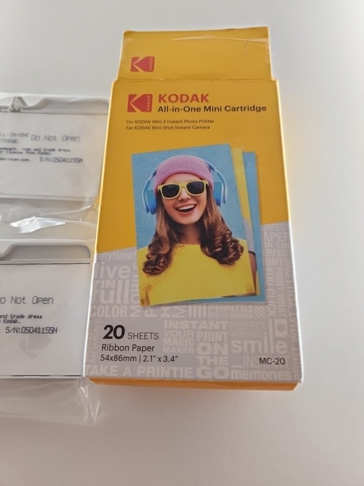 Kodak MC-20 Mini Cartridge Glossy Ribbon Paper 20 Sheets for Mini 2/Shot OpenBox