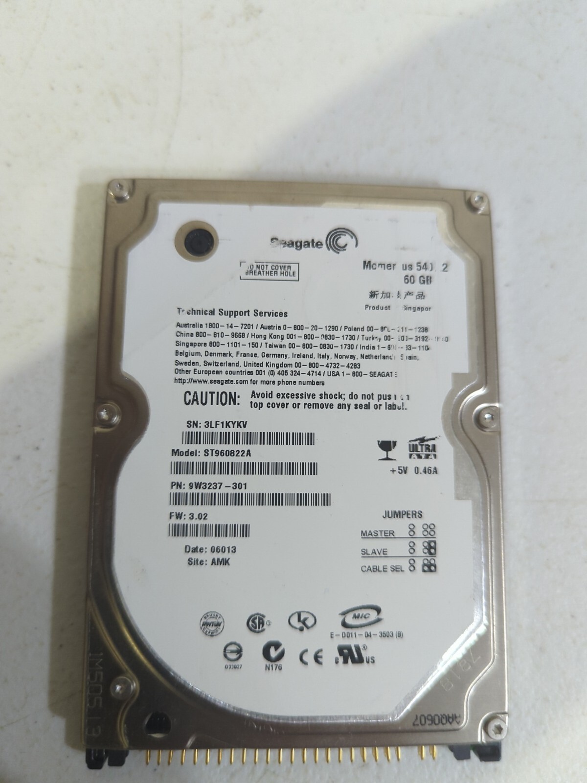 Seagate Momentus 5400.2 60 GB, 5400 RPM, 2.5" (ST960822A) HDD-Hard Drive/Refurb