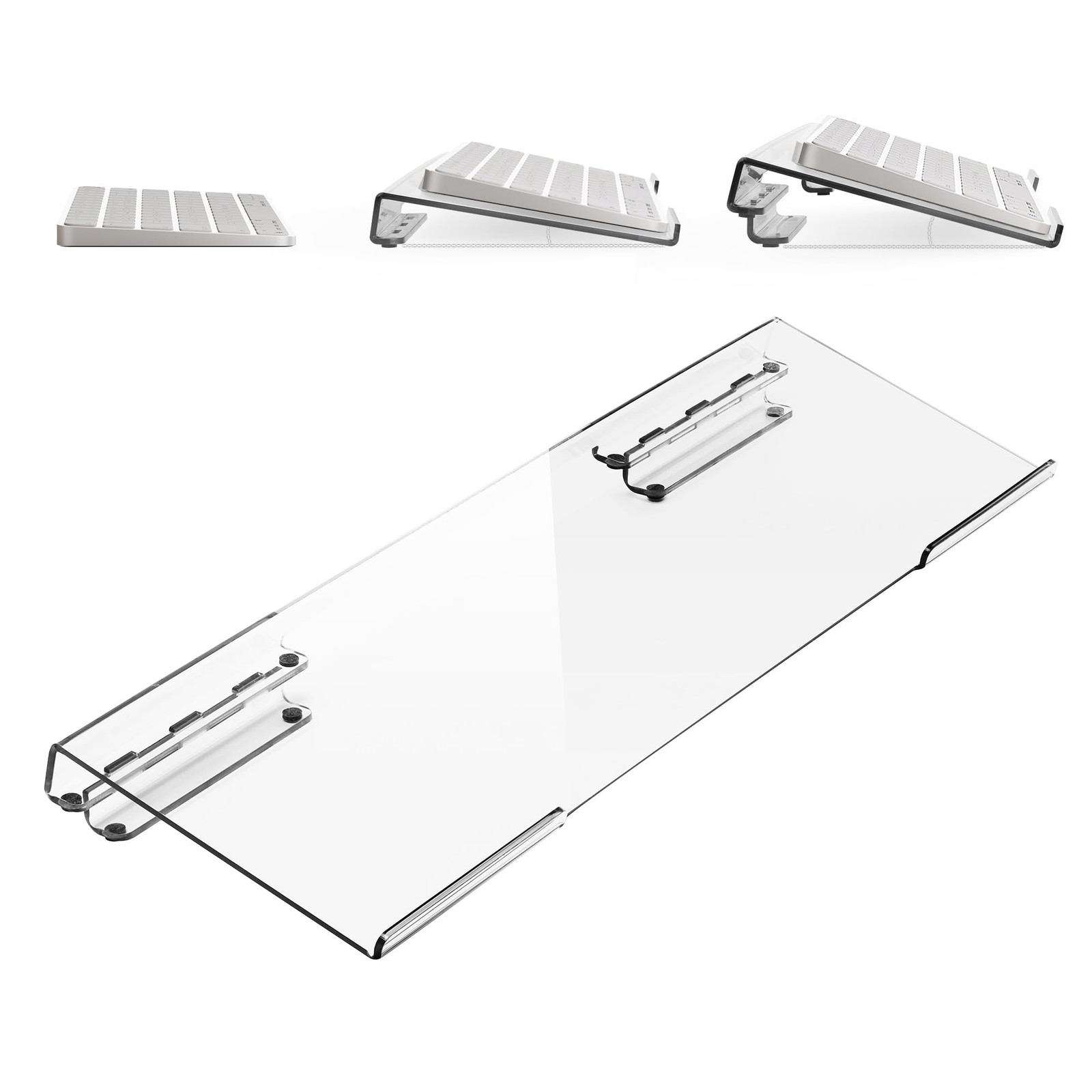 Laborio Transparent 16.7x5.12x0.59/1.02 Inch Computer Keyboard Riser Stand
