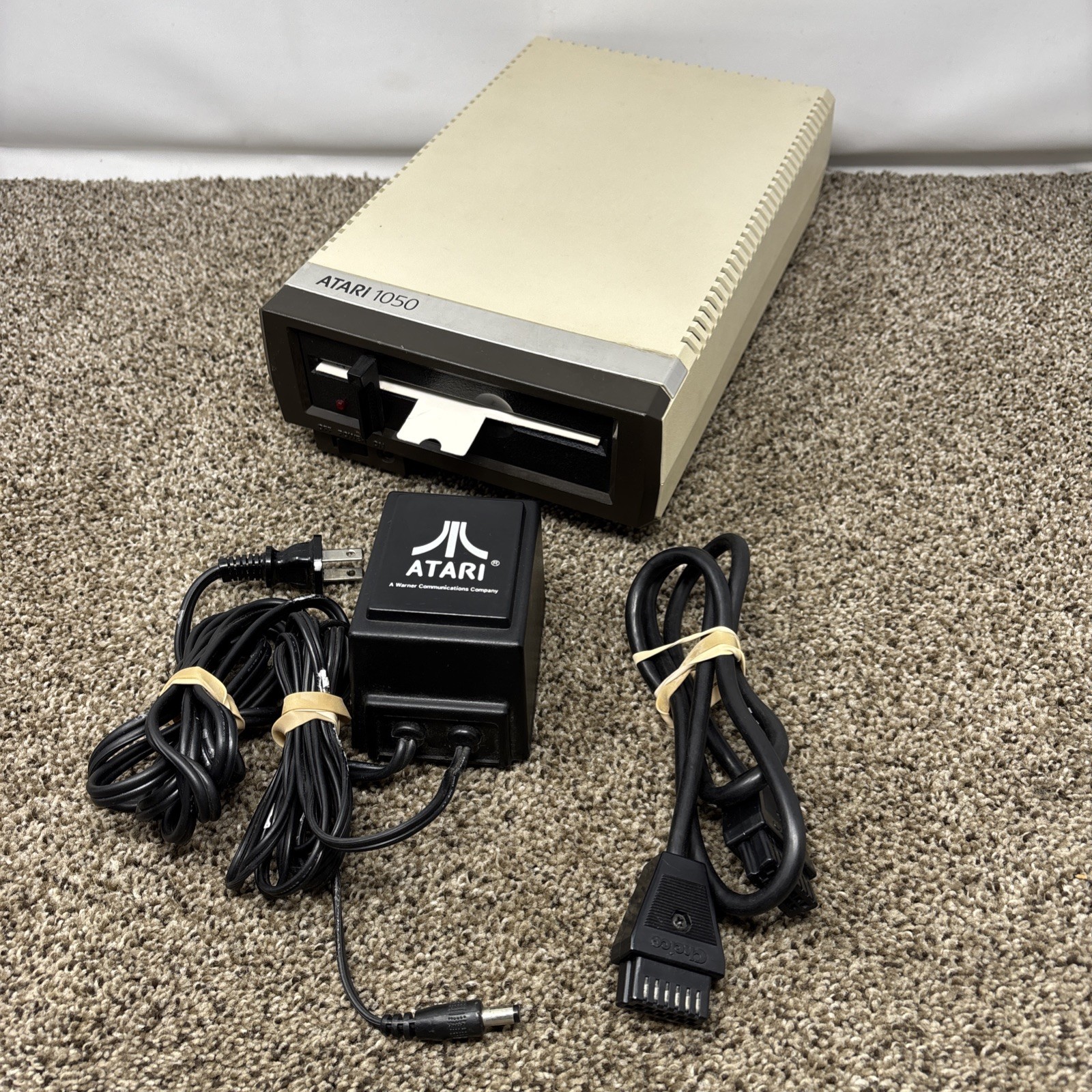Atari 1050 Floppy Disk Drive Tested With All Cables Power And Data SIO Cable