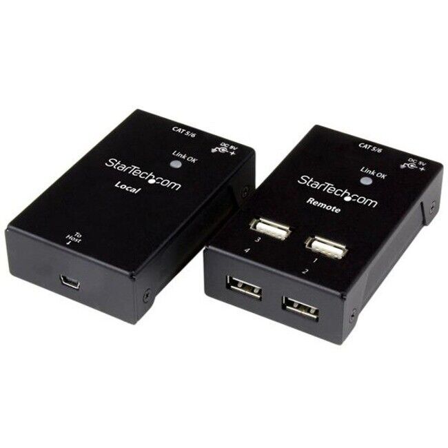 StarTech 4 Port USB 2.0 Over Cat5 or Cat6 Extender up to165ft 50m USB2004EXTV