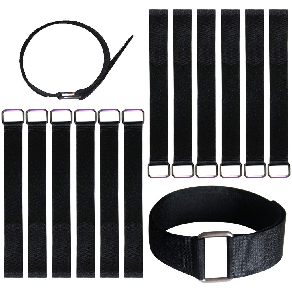 12 Inch Reusable Fastening Cable Straps - Hook and Fixing Straps - 12 Pack