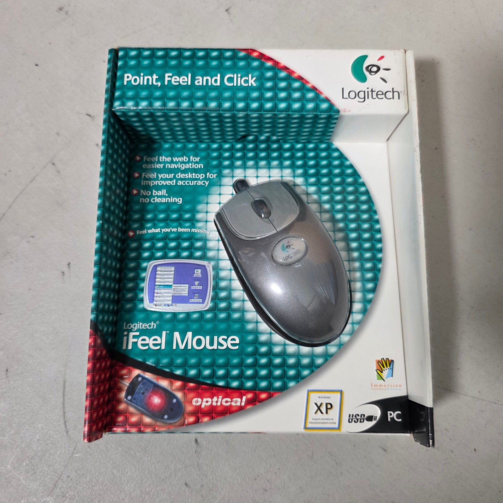 Logitech iFeel Mouse Optical USB Force Feedback 930525-0403 Vintage Boxed