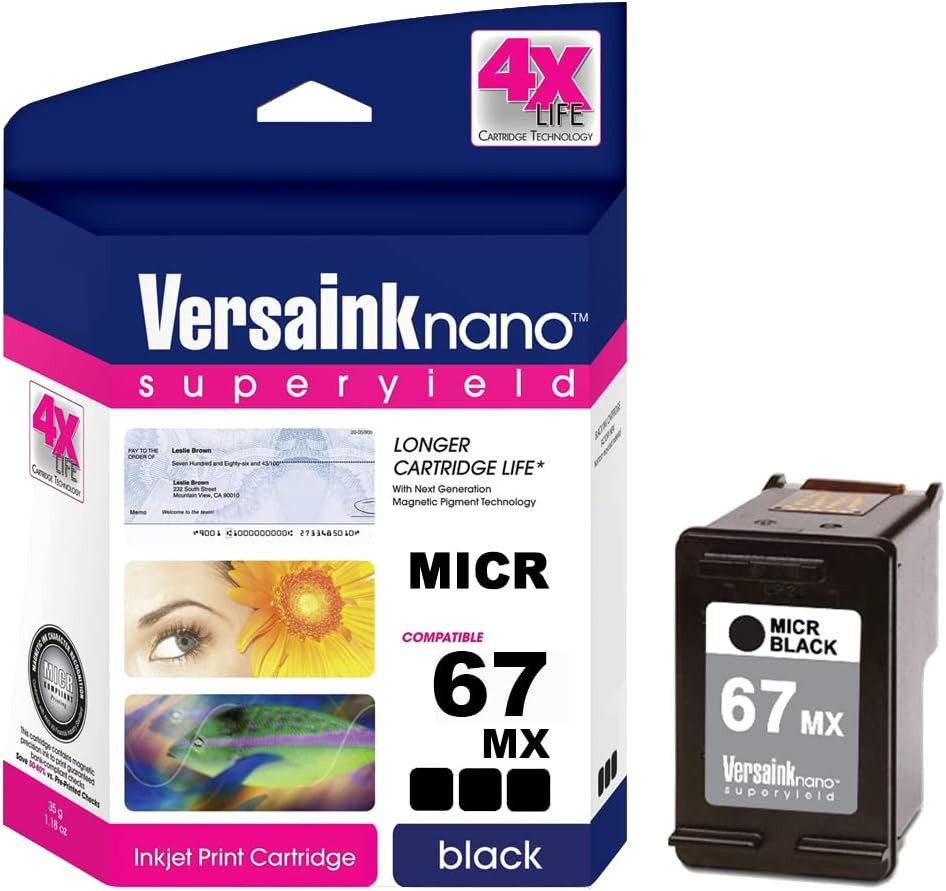 -Nano 67 MX Black MICR Ink Cartridge for Check Printing, MICR Black