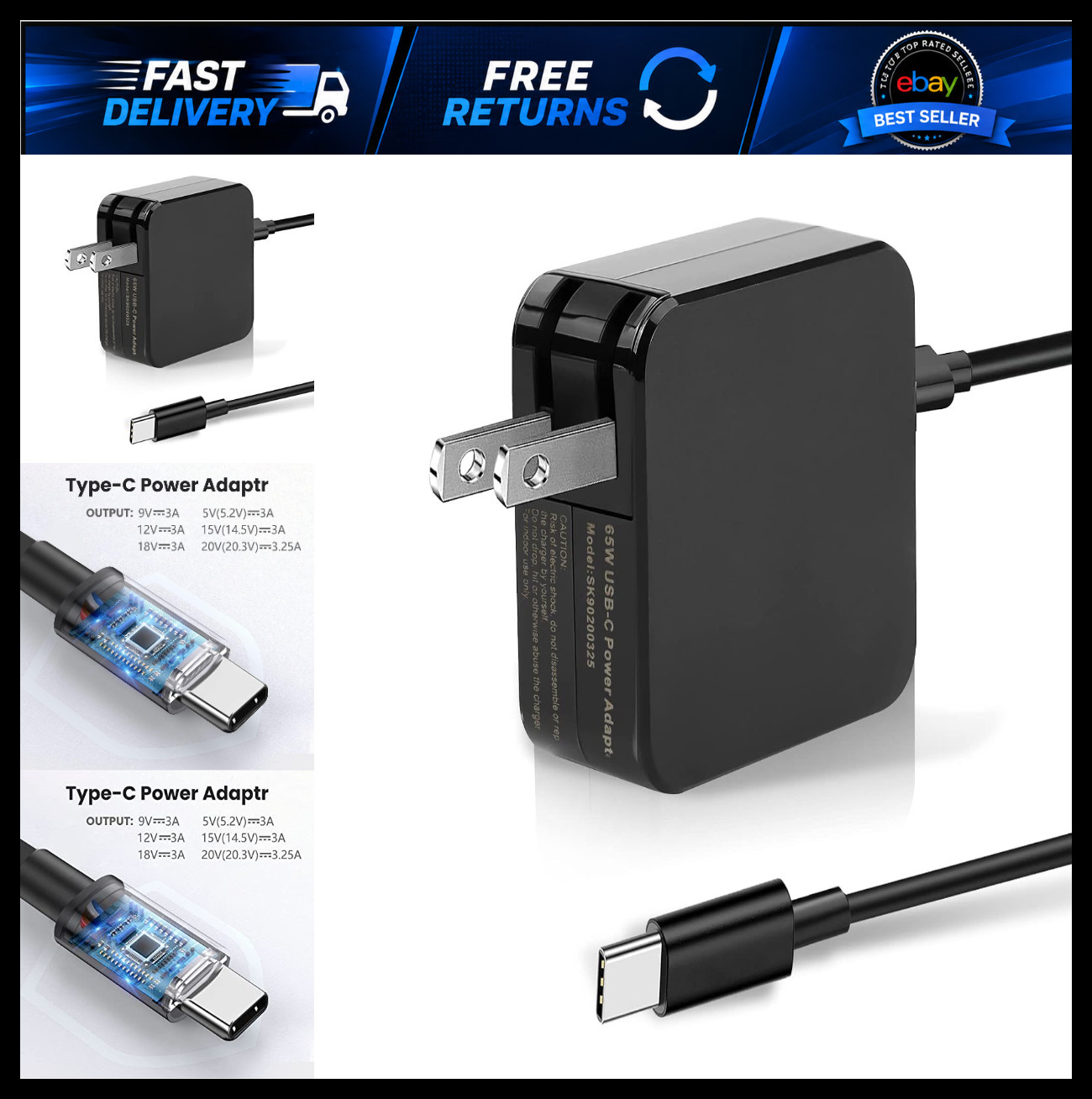 65W USB C Charger Compatible with JBL Extreme 3/4,Charge 4/5/6