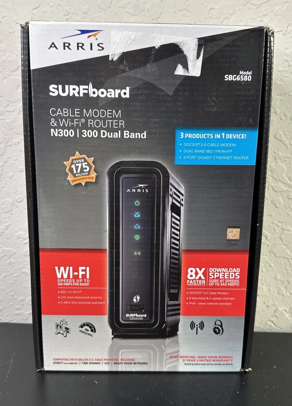 ARRIS SURFboard SBG6580 DOCSIS 3.0 Cable Modem WiFi Router Combo Open Box