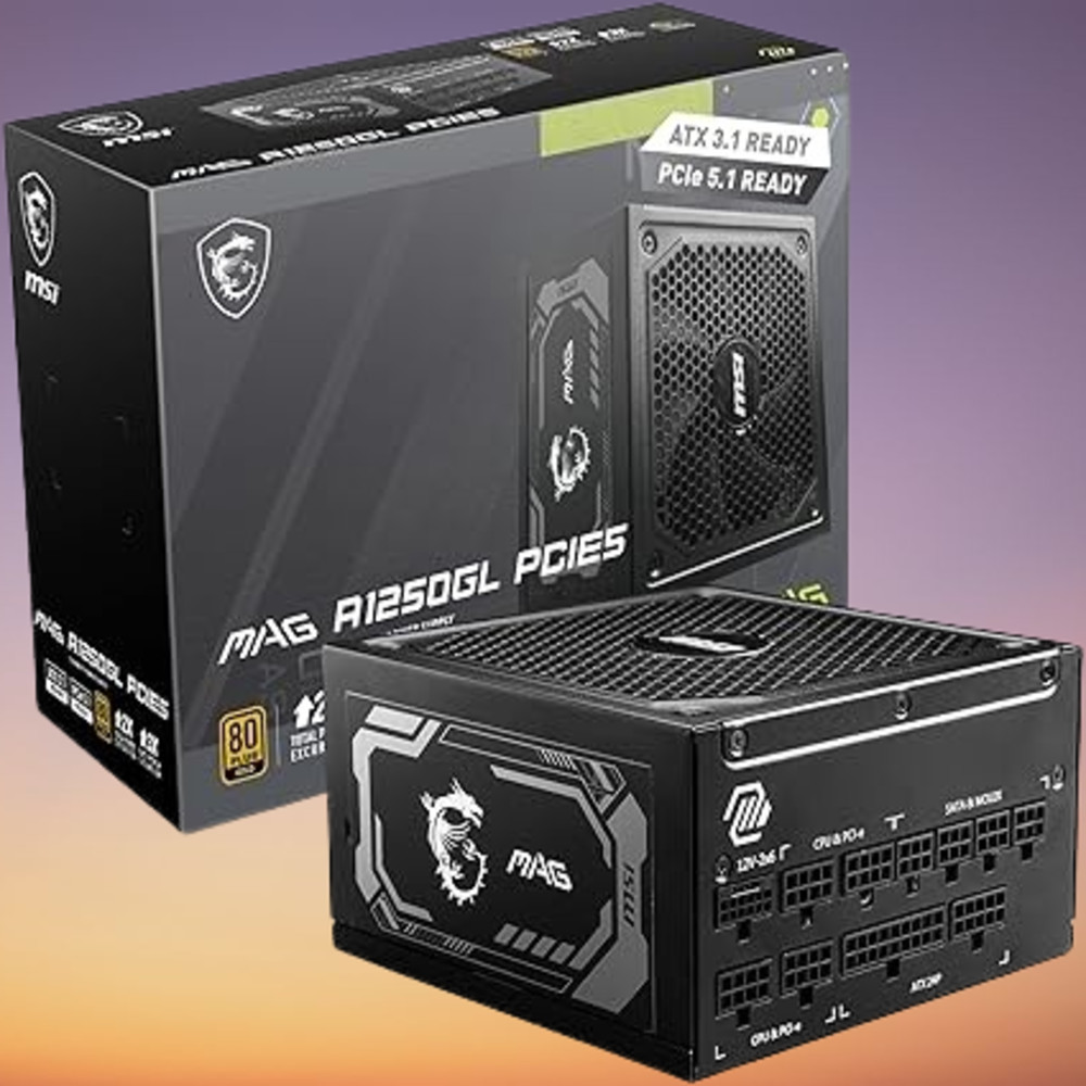 MSI MAG A1250GL 1250W ATX3.1 PCIe5.1 Gold Compact Fully Modular 12V-2x6 Gaming