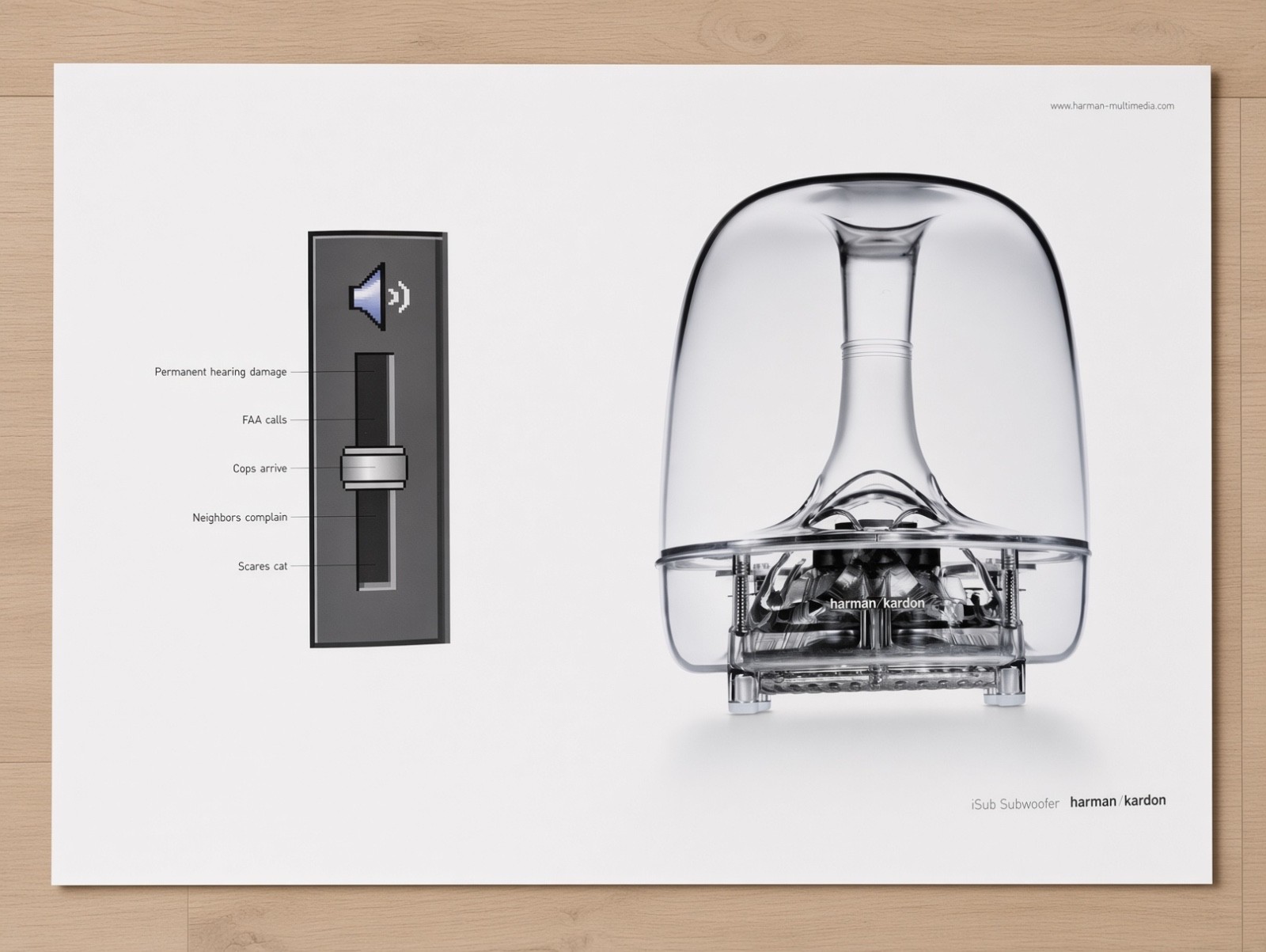 Vintage Apple Computer iSUB Harman Kardon Permanent Hearing Damage Poster 1999