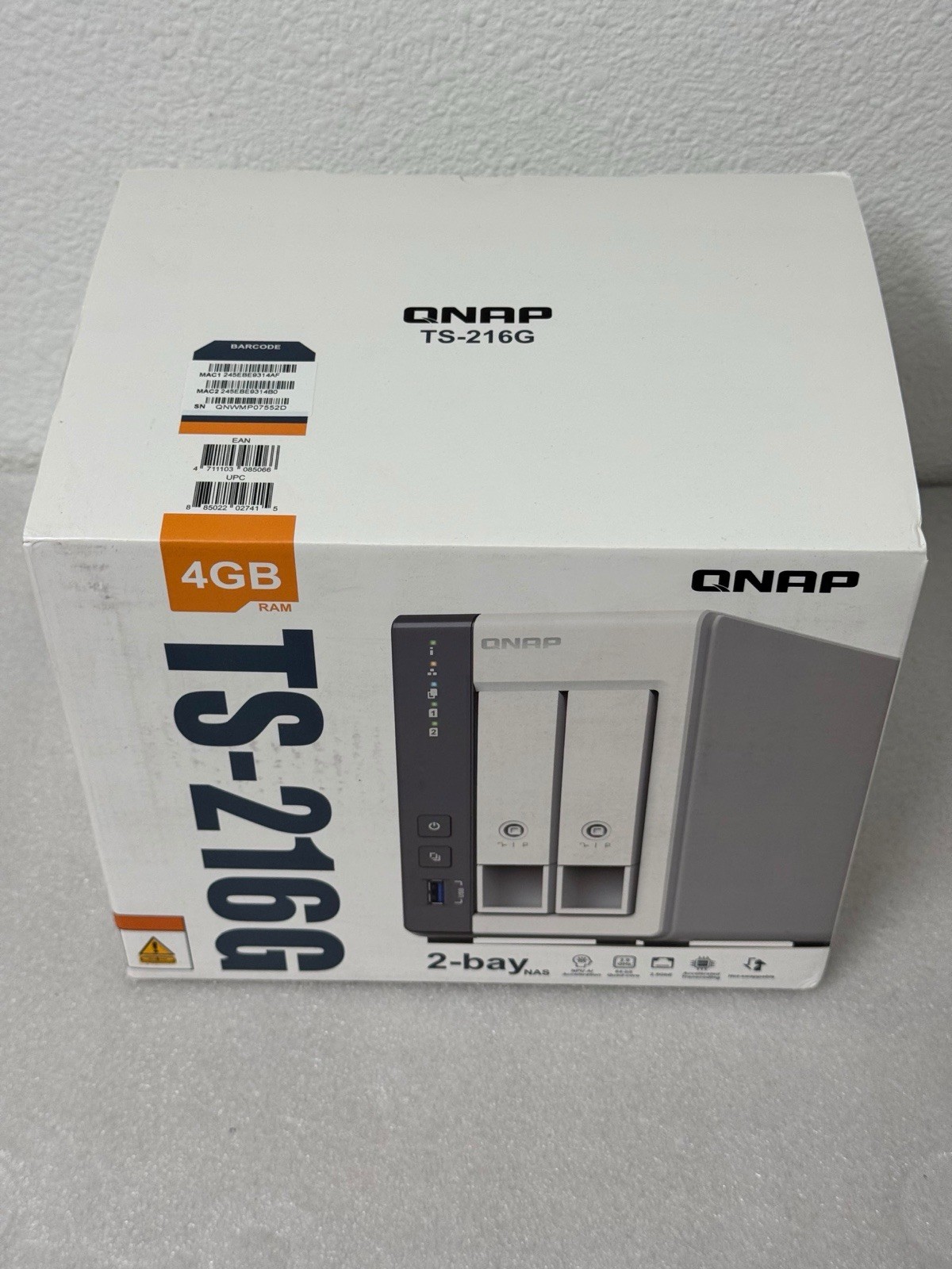QNAP TS-216G 2-Bay NAS 4GB RAM Quad-Core 2.5GbE Network Storage Diskless