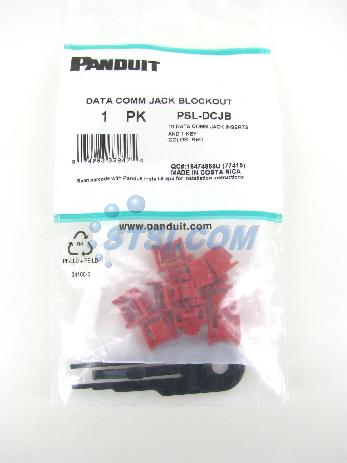 Panduit PSL-DCJB RJ45 Blockout Device, Qty 10 with 1 Key, Red ~STSI