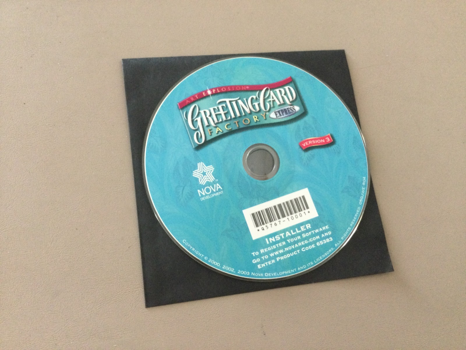 Nova/Art Explosion/Greeting Card Factory/Disk Only/No Tracking/Free Shipping