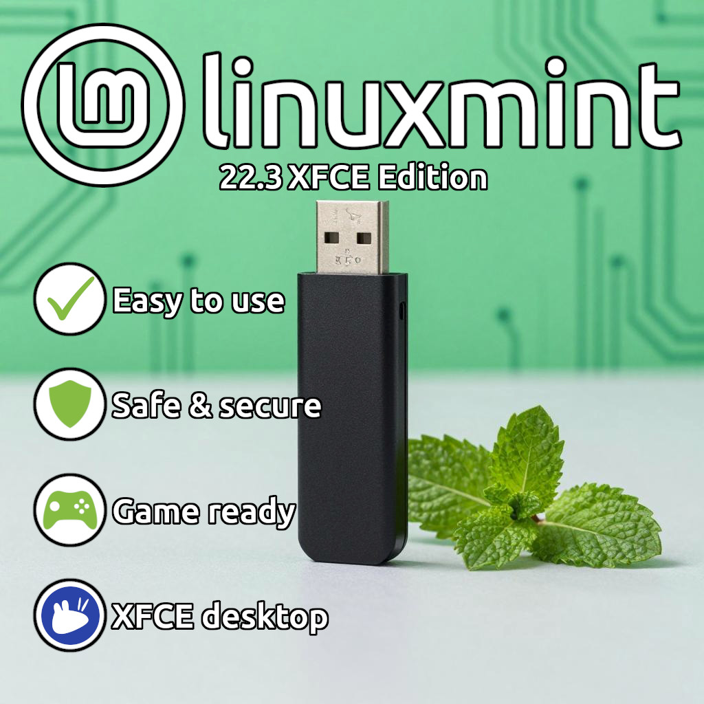 Linux Mint 22.3 'Zena' Xfce Edition | Bootable/Live USB | LATEST VERSION