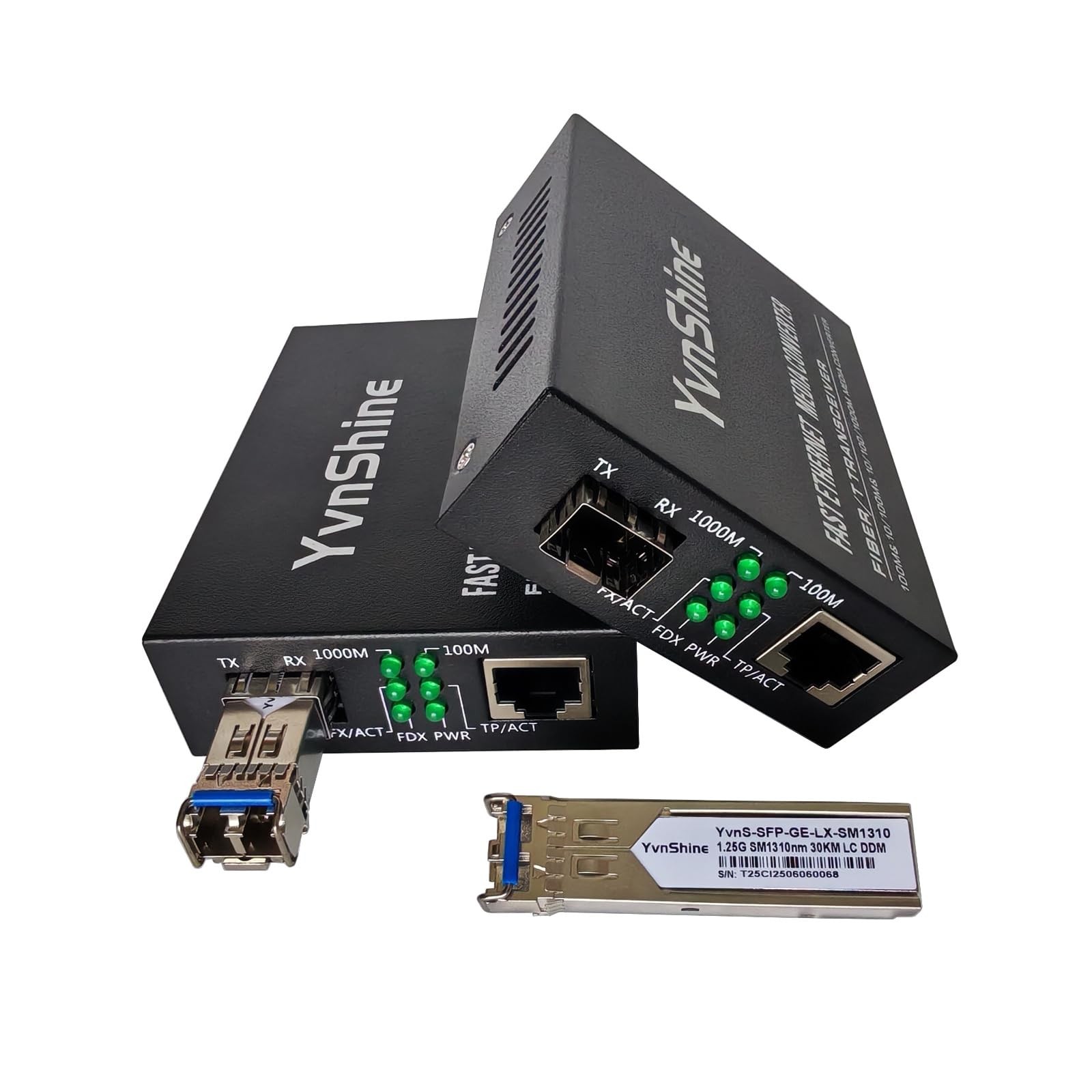 2 Pack Fiber Ethernet Media Converter, Includes 2 Pcs 1.25G Single-Mode Dual-...
