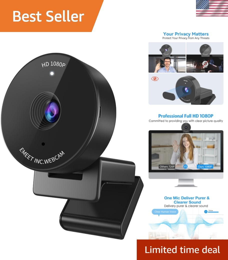 C950 1080P Webcam, USB Webcam with Microphone&Physical Privacy Cover | Auto L...
