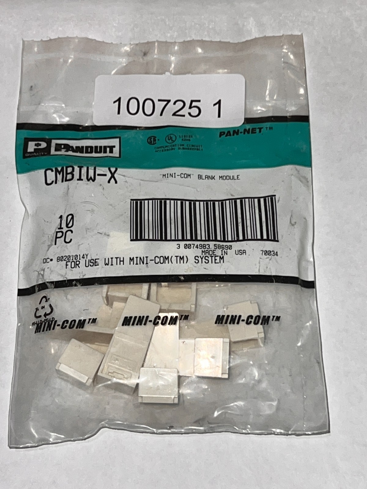 (10PK) PANDUIT PAN-NET CMBIW-X MINI-COM BLANK MODULE  NOS 100725 1