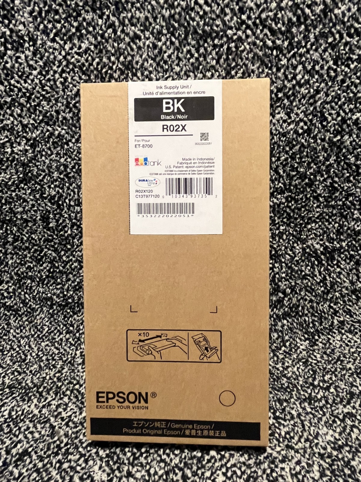 New Epson ET-8700 Black Ink Supply Unit R02X R02X120 Genuine Date: March 2027