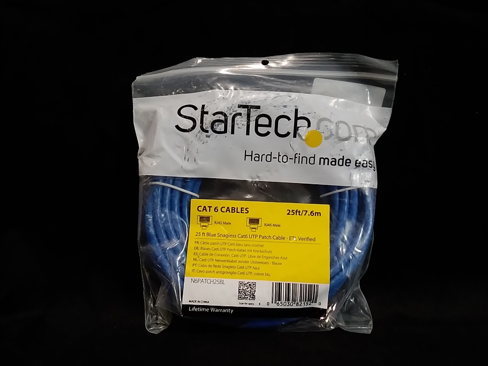 StarTech CAT6 Ethernet LAN Network Patch Cable Blue 25FT-650MHz 100W N6PATCH25BL