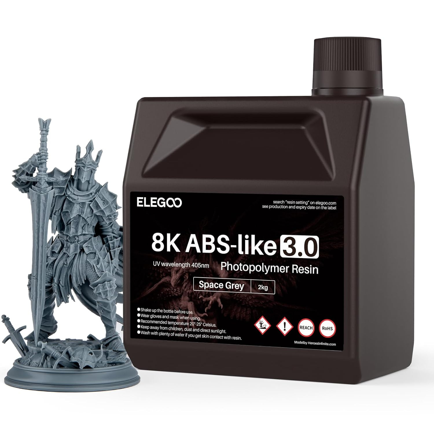 ELEGOO Upgraded 8K Abs-Like 3.0 Resin, High Toughness, Fast Curing 405Nm LCD Uv-