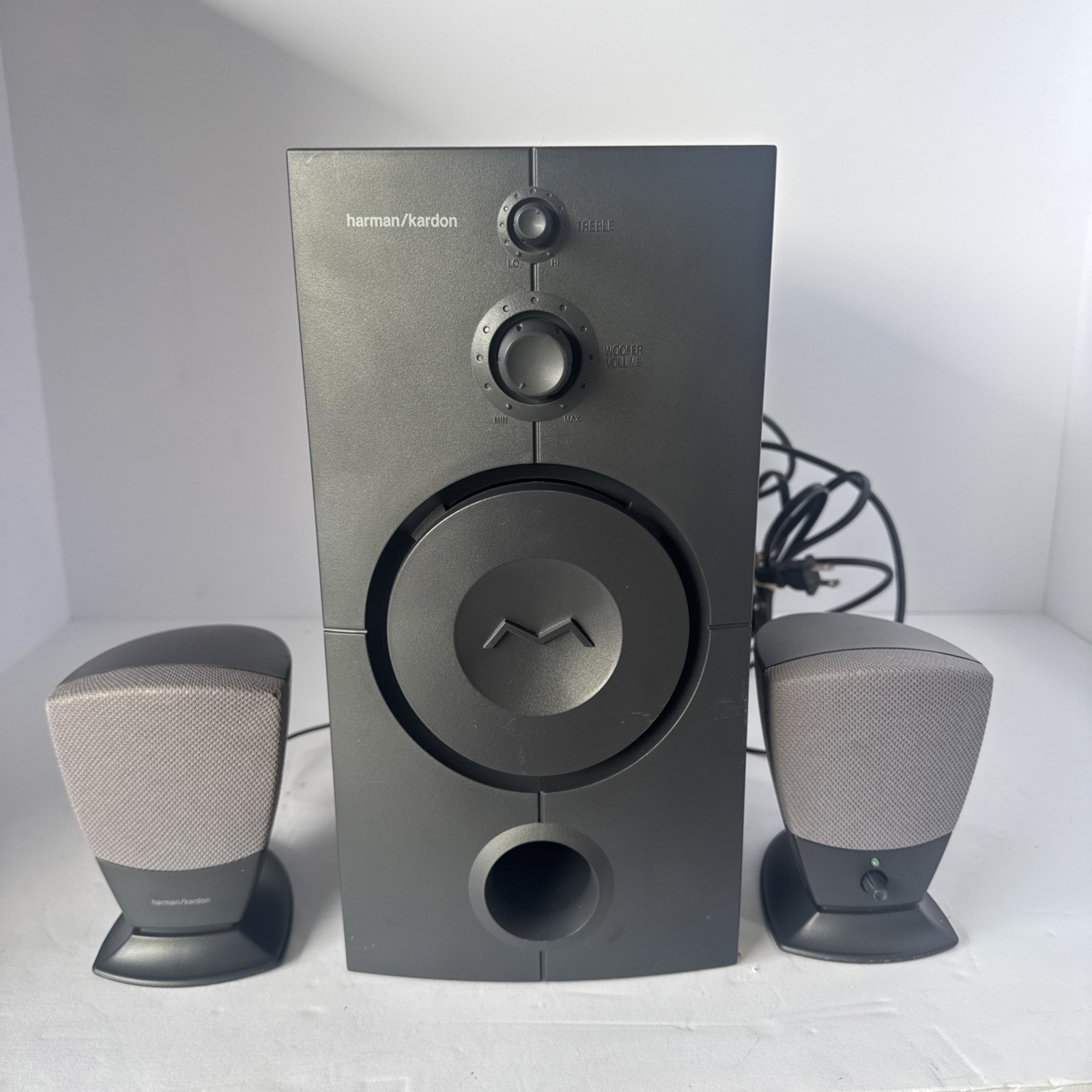 Harmon Kardon HK395 PC Speaker Set Powered Subwoofer and 2 Speakers - Tested