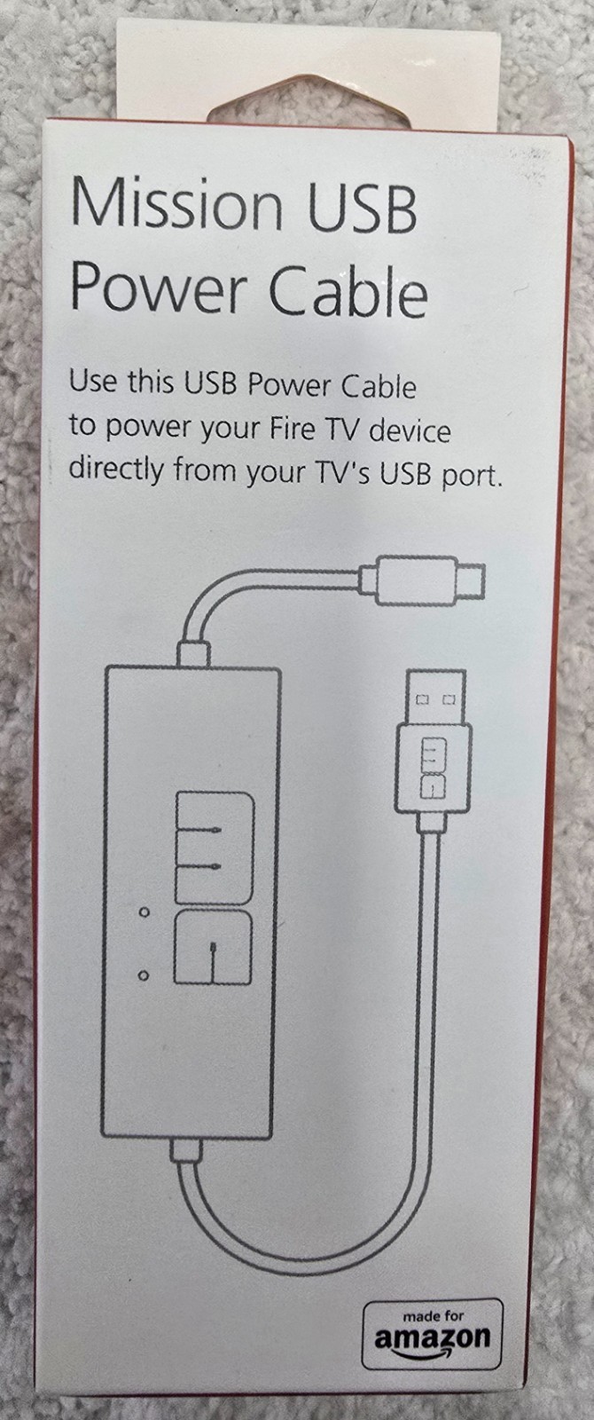 Mission Cables MC45 USB Power Cable for Amazon Fire TV BRAND NEW SEALED
