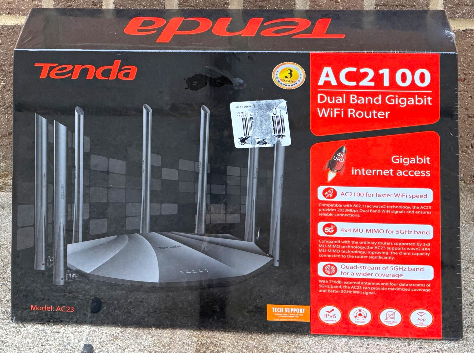 Tenda Wi-Fi 5 AC Dual-Band Gigabit Router MU-MIMO AC2100 AC23 3 LAN 1000 Ports