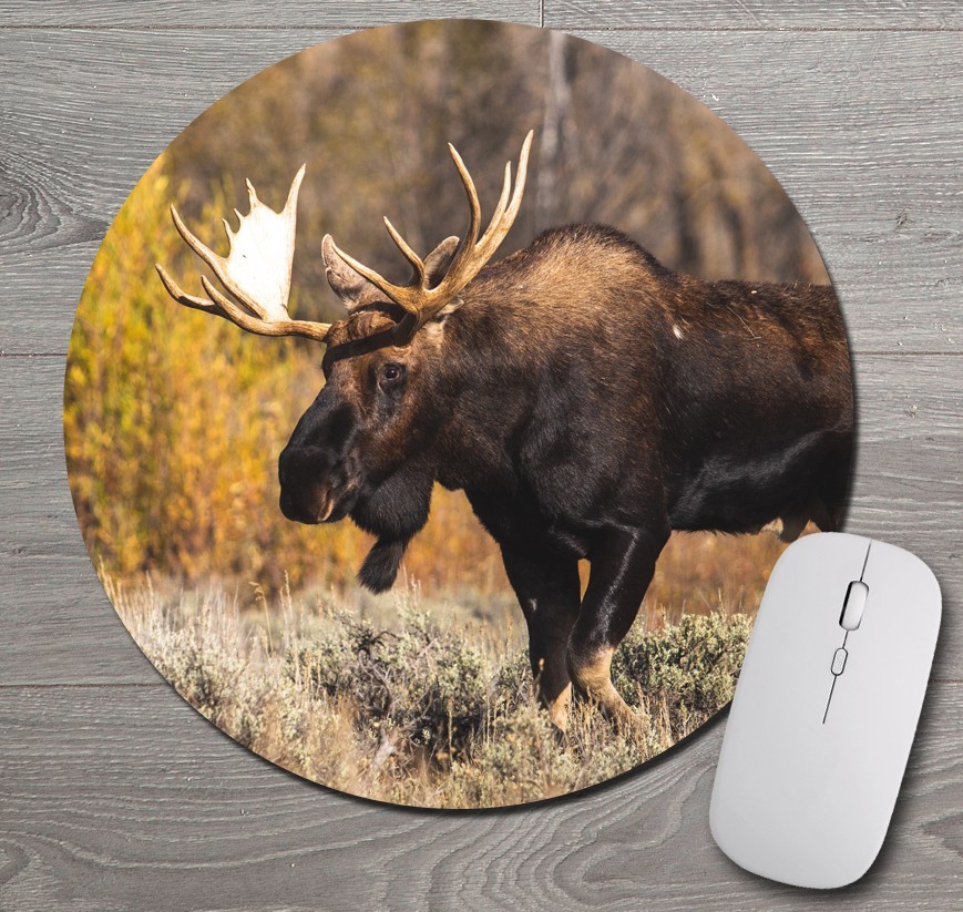 HUNTING Inspired Mousepad / PC Mouse Pad ROUND Deer Moose Duck Pheasant Turkey