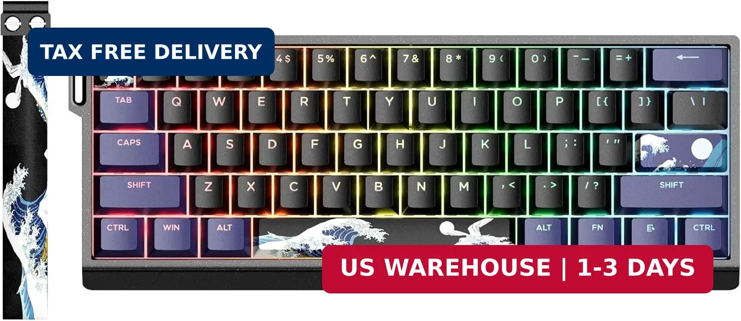 HITIME x XVX 60% Percent Keyboard with Strap, H61 Wired Aluminum Gaming Keyboard