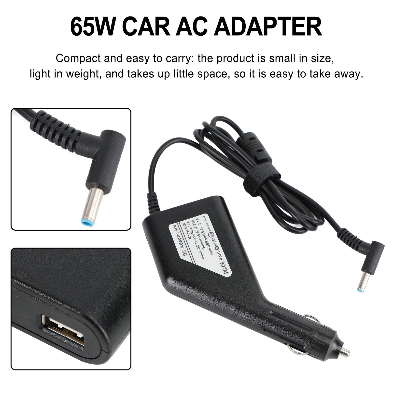 💻65W Car AC Adapter Power Charger For HP Laptop Notebook 4.5x3.0mm 19.5V 3.33A