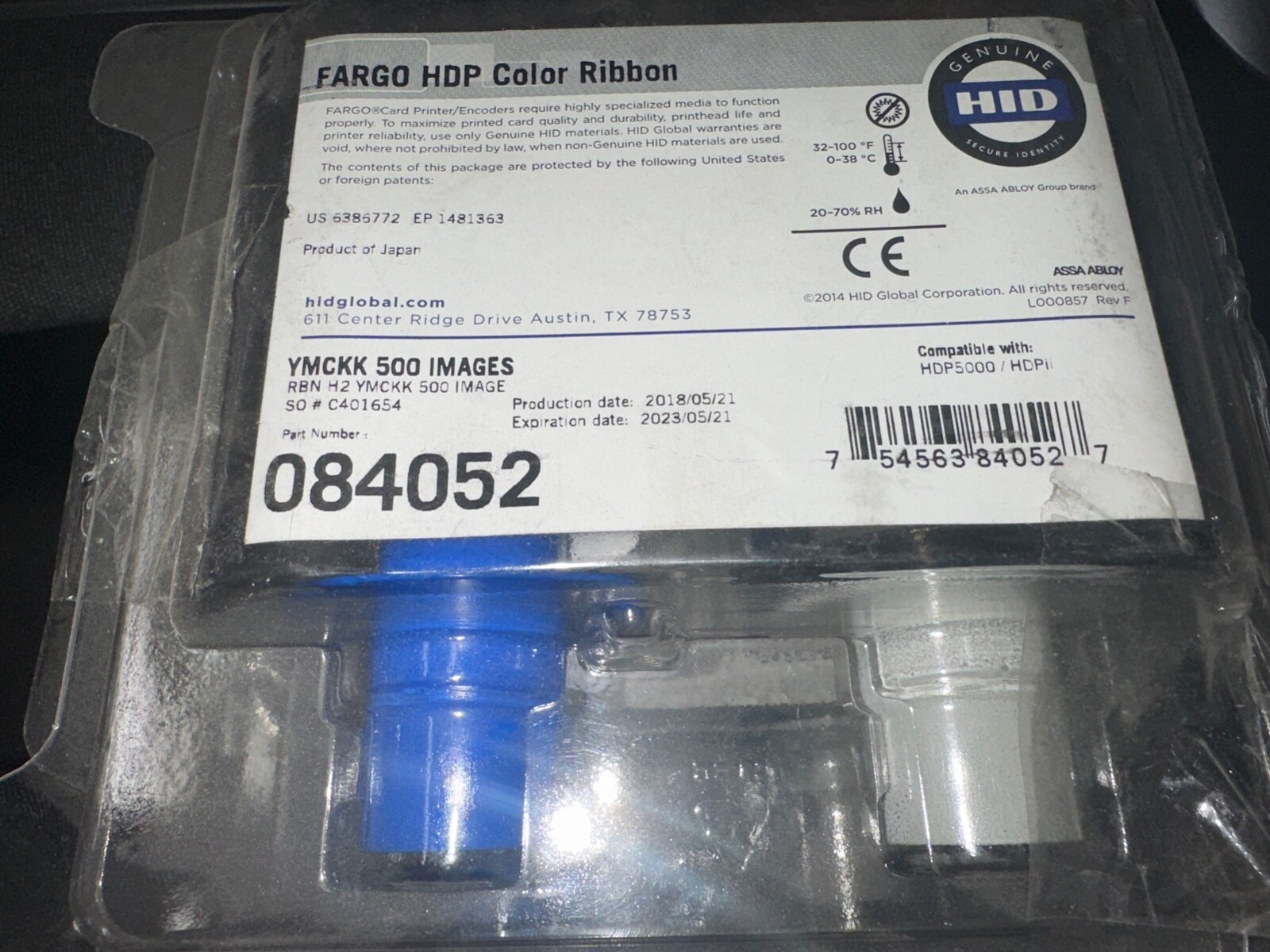 HID Fargo YMCKKK Ribbon Cartridge HDP5000 084052 TWO RESIN RIBBON NEW✅❤️️✅❤️️