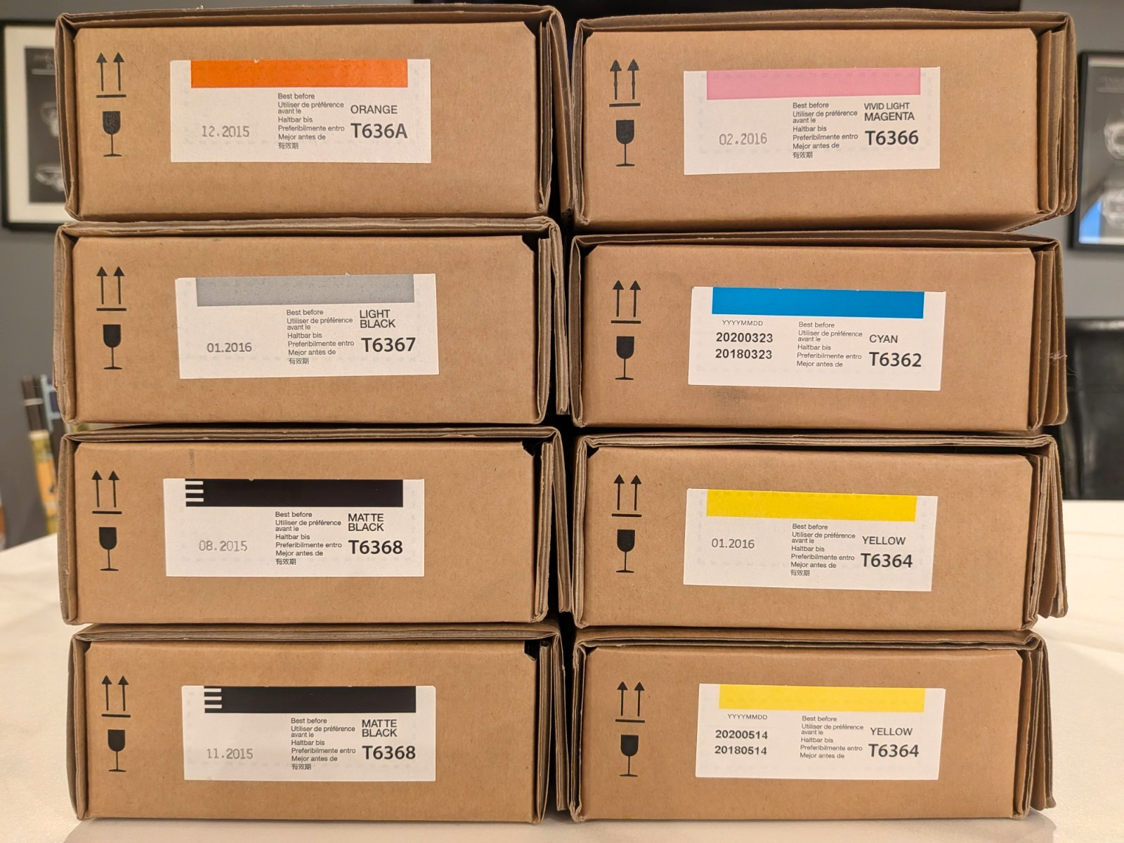 Lot of 8 Epson Stylus Pro 7900 9900 Ink 700ml Matte Black Yellow T636 OEM Lot